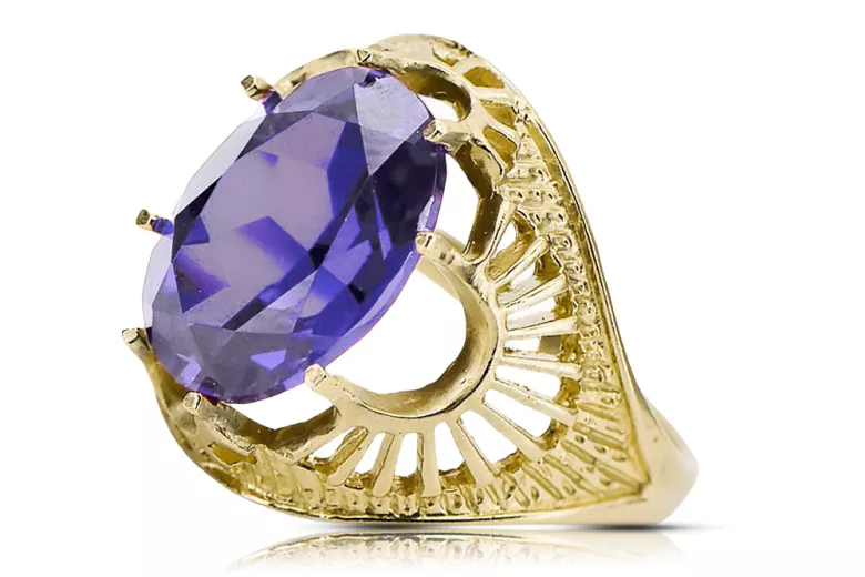 14k geltono aukso Alksandritas Žiedas Vintažiniai amatai vrc003y